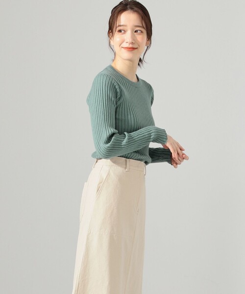 SHARE PARK（シェアパーク）の「リブクルーネックニット（ニット/セーター・レディース・ブラック系1/アイボリー系/ネイビー系/サックスブルー系・1）」の9枚目の写真