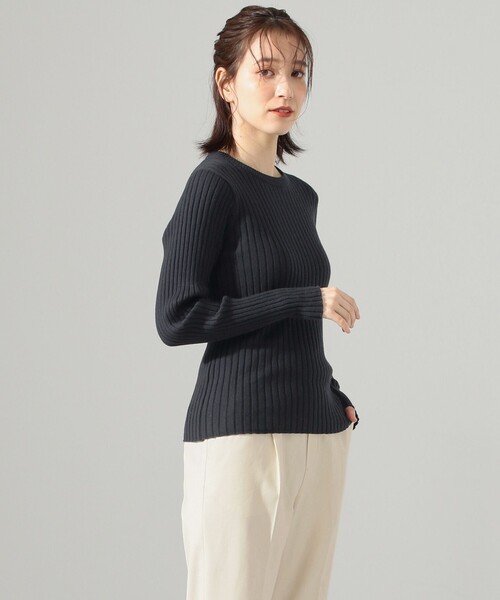 SHARE PARK（シェアパーク）の「リブクルーネックニット（ニット/セーター・レディース・ブラック系1/アイボリー系/ネイビー系/サックスブルー系・1）」の11枚目の写真