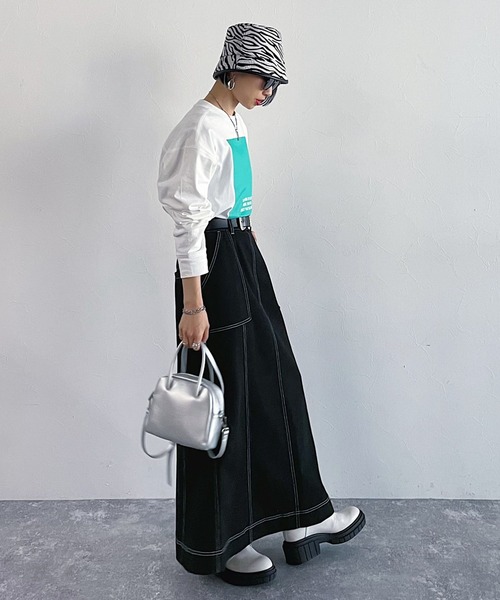 PAGEBOY（ページボーイ）の「ハイショクステッチデニムスカート