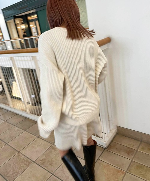 CANAL JEAN(キャナルジーン)の「El mar(エルマール) リブニットset up(セットアップ・レディース・ミント/クリーム・ONE SIZE)」の3枚目の写真