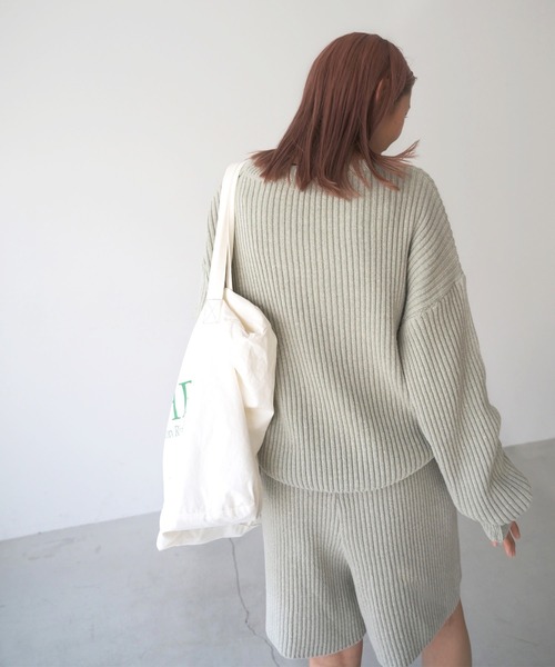 CANAL JEAN(キャナルジーン)の「El mar(エルマール) リブニットset up(セットアップ・レディース・ミント/クリーム・ONE SIZE)」の4枚目の写真