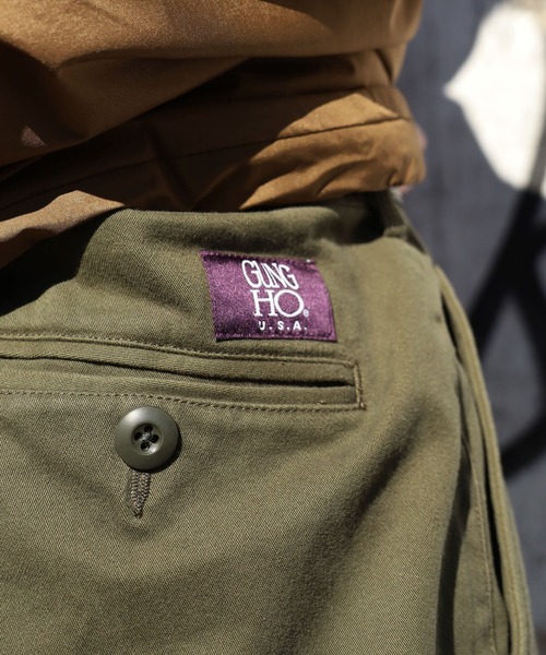 GUNG HO(ガンホー)の「GUNG HO/ガンホー 2TUCK TAPER TROUSERS MOLESKIN 2タックトラウザーパンツ モールスキン(チノパンツ・メンズ・ブラック/オリーブ/カーキ・S/L/M)」の8枚目の写真