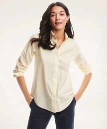 ノンアイロン スーピマコットンストレッチ ベンガルストライプ ボタンダウンシャツ Classic Fit