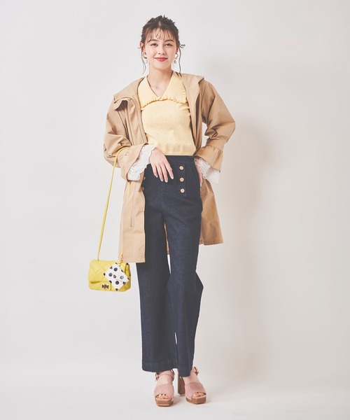 31 Sons de mode(トランテアン ソン ドゥ モード)の「袖レースロングマウンテンパーカー(マウンテンパーカー・レディース・ベージュ/クリーム・36)」の9枚目の写真