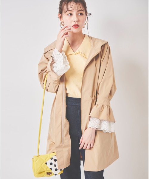 31 Sons de mode(トランテアン ソン ドゥ モード)の「袖レースロングマウンテンパーカー(マウンテンパーカー・レディース・ベージュ/クリーム・36)」の11枚目の写真