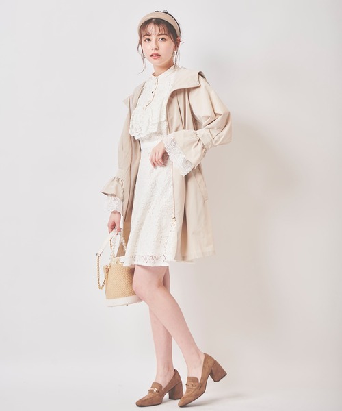 31 Sons de mode(トランテアン ソン ドゥ モード)の「袖レースロングマウンテンパーカー(マウンテンパーカー・レディース・ベージュ/クリーム・36)」の20枚目の写真