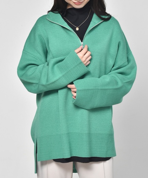 【レトロ】アルベロベロ♥️お買い物ぶたさんカラフルな街並み　グリーン　コート羽織 RETRO GIRL（レトロガール）の「ハーフZIPアソートニット（ニット