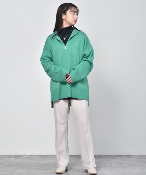 【レトロ】アルベロベロ♥️お買い物ぶたさんカラフルな街並み　グリーン　コート羽織 RETRO GIRL（レトロガール）の「ハーフZIPアソートニット（ニット