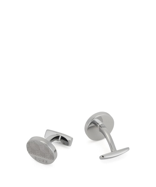 BOSS（ボス）の「BOSSロゴ＆ヘキサゴンエッチング ブラス カフリンクス（カフリンクス・メンズ・シルバー・ONESIZE）」の4枚目の写真