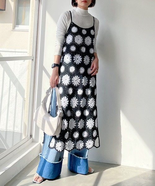 PAGEBOY（ページボーイ）の「クロシェライクキャミワンピース（ワンピース・レディース・スカイブルー/ブラック・FREE）」の5枚目の写真