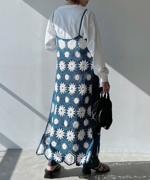 PAGEBOY（ページボーイ）の「クロシェライクキャミワンピース（ワンピース・レディース・スカイブルー/ブラック・FREE）」の7枚目の写真