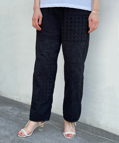 BEARDSLEY(ビアズリー)の「レースパッチワークパンツ(その他パンツ・レディース・グリーン/ブラック・FREE)」の3枚目の写真