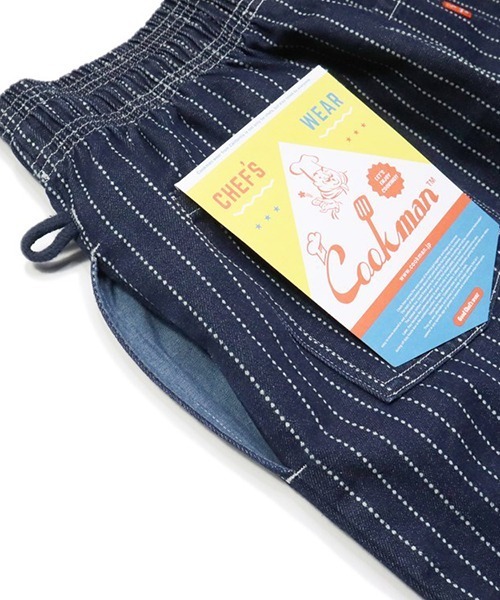 COOKMAN（クックマン）の「Cookman クックマン シェフパンツ イージーパンツ Wabash Denim Navy デニム ストライプ（デニムパンツ・メンズ・ネイビー・LARGE/MEDIUM/X-LARGE/SMALL）」の11枚目の写真