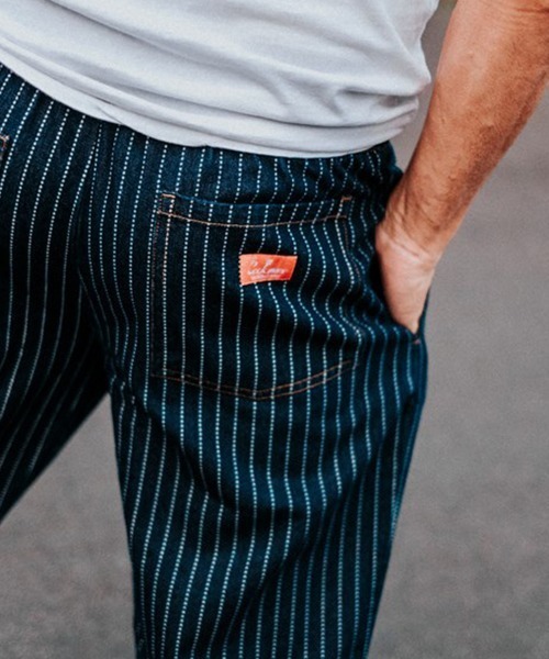 COOKMAN（クックマン）の「Cookman クックマン シェフパンツ イージーパンツ Wabash Denim Navy デニム ストライプ（デニムパンツ・メンズ・ネイビー・LARGE/MEDIUM/X-LARGE/SMALL）」の5枚目の写真