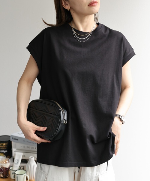 セール】【USAコットン】コットンフレンチスリーブチュニックT