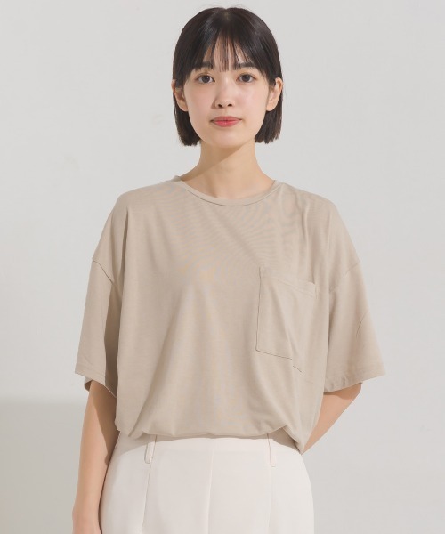 OMNES（オムネス）の「TRベア天UVカット&ドライ加工ポケット付きTシャツ（Tシャツ/カットソー・レディース・ホワイト/ブラック/ベージュ/イエロー/モカ/ラベンダー・FREE）」の7枚目の写真