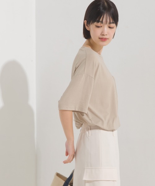 OMNES（オムネス）の「TRベア天UVカット&ドライ加工ポケット付きTシャツ（Tシャツ/カットソー・レディース・ホワイト/ブラック/ベージュ/イエロー/モカ/ラベンダー・FREE）」の8枚目の写真