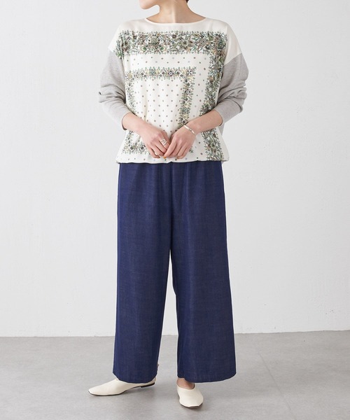 BEARDSLEY（ビアズリー）の「フロントスカーフ柄ニット（ニット/セーター・レディース・アイボリー/カーキ・FREE）」の7枚目の写真