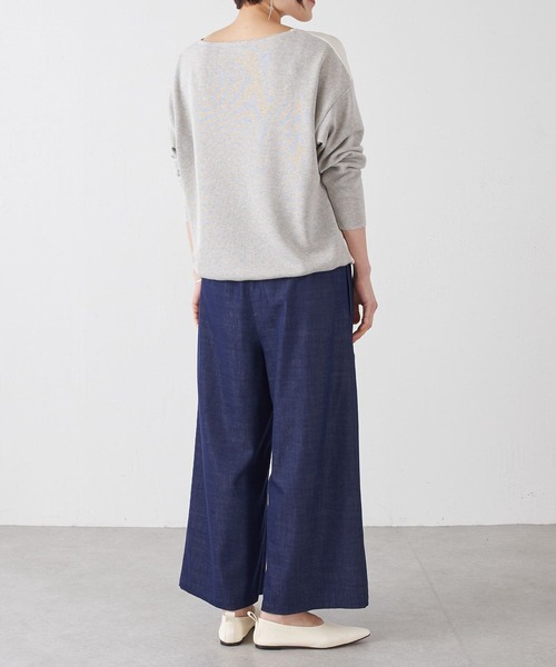 BEARDSLEY（ビアズリー）の「フロントスカーフ柄ニット（ニット/セーター・レディース・アイボリー/カーキ・FREE）」の19枚目の写真