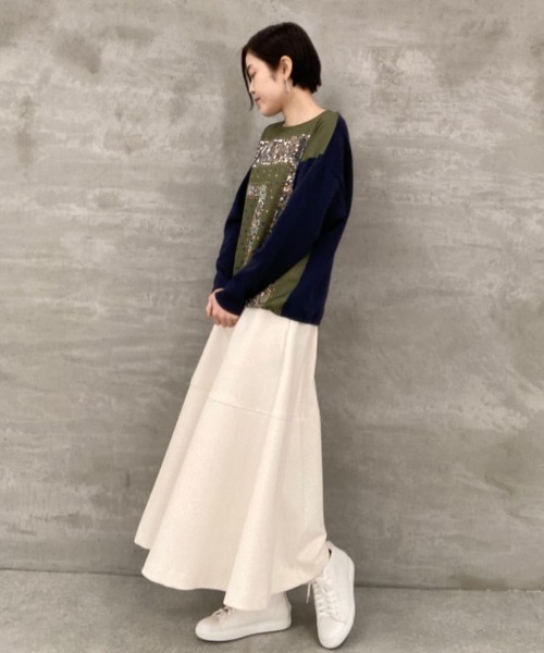 BEARDSLEY（ビアズリー）の「フロントスカーフ柄ニット（ニット/セーター・レディース・アイボリー/カーキ・FREE）」の20枚目の写真