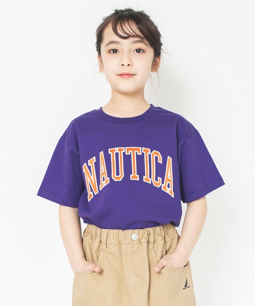 NAUTICA(ノーティカ)の「【NAUTICA/ノーティカ】サテンアップリケロゴ半袖Tシャツ(Tシャツ/カットソー・キッズ・ネイビー/グリーン/パープル/オフホワイト・150/120/130/140)」の4枚目の写真
