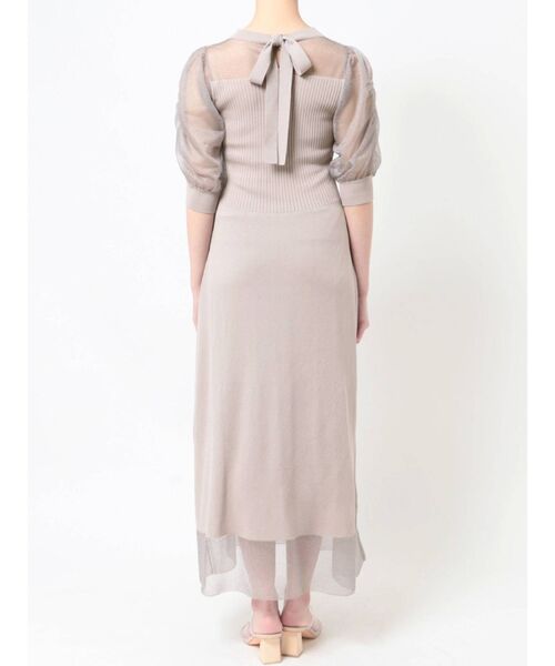 LAGUNAMOON（ラグナムーン）の「シアーギャザーニットワンピース（ワンピース・レディース・ライトブルー/ブラック/ベージュ・SMALL/MEDIUM）」の6枚目の写真