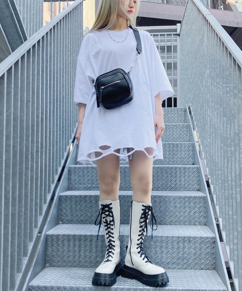 Figments（フィグメンツ）の「デストロイＴ（Tシャツ/カットソー・レディース・ホワイト/ブラック・FREE）」の3枚目の写真