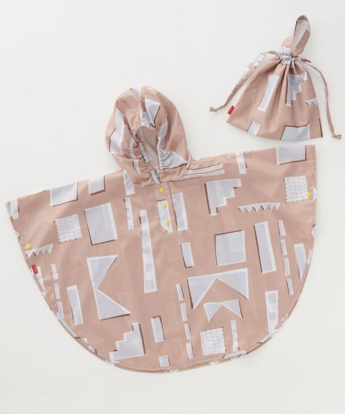 392 plusm(サンキューニプリュスエム)の「Kids Rain Poncho - feeling - 641987(レインコート/ポンチョ・キッズ・ブラウン/イエロー/ブルー・S/M)」の1枚目の写真