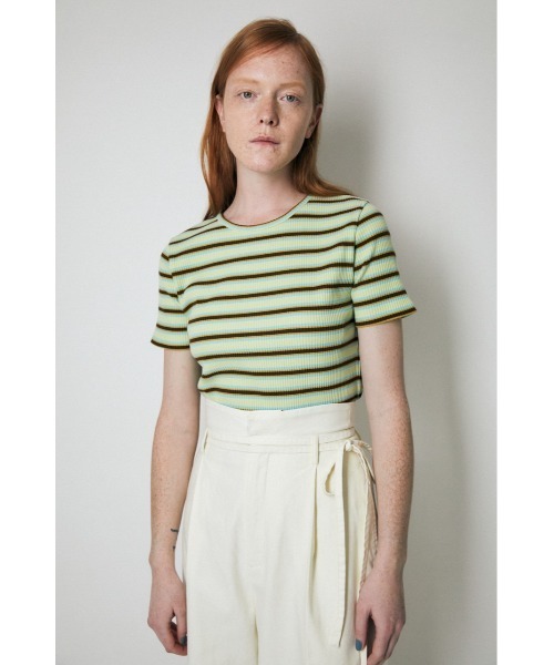 MOUSSY（マウジー）の「STRIPED Tシャツ（Tシャツ/カットソー・レディース・オレンジ/ブラウン/ライトグリーン・FREE）」の3枚目の写真