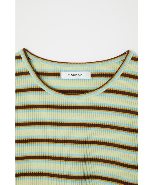 MOUSSY（マウジー）の「STRIPED Tシャツ（Tシャツ/カットソー・レディース・オレンジ/ブラウン/ライトグリーン・FREE）」の6枚目の写真