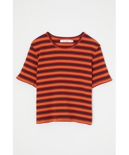 MOUSSY（マウジー）の「STRIPED Tシャツ（Tシャツ/カットソー・レディース・オレンジ/ブラウン/ライトグリーン・FREE）」の5枚目の写真