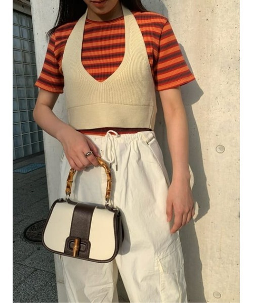 MOUSSY（マウジー）の「STRIPED Tシャツ（Tシャツ/カットソー・レディース・オレンジ/ブラウン/ライトグリーン・FREE）」の19枚目の写真