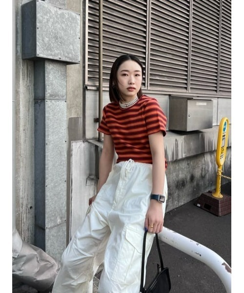 MOUSSY（マウジー）の「STRIPED Tシャツ（Tシャツ/カットソー・レディース・オレンジ/ブラウン/ライトグリーン・FREE）」の18枚目の写真