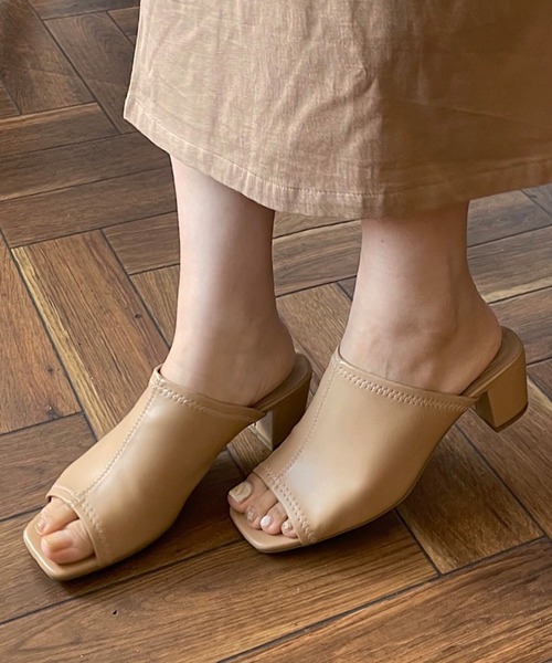 shopnikoniko（ショップニコニコ）の「ストレッチヒールサンダル（サンダル・レディース・ベージュ/ブラック/ホワイト・S/M/L/LL）」の3枚目の写真