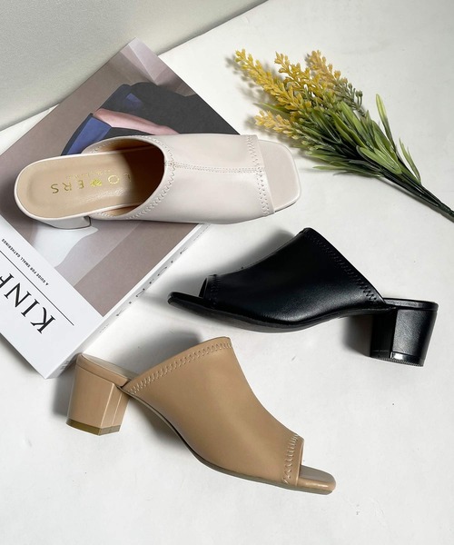 shopnikoniko（ショップニコニコ）の「ストレッチヒールサンダル（サンダル・レディース・ベージュ/ブラック/ホワイト・S/M/L/LL）」の4枚目の写真