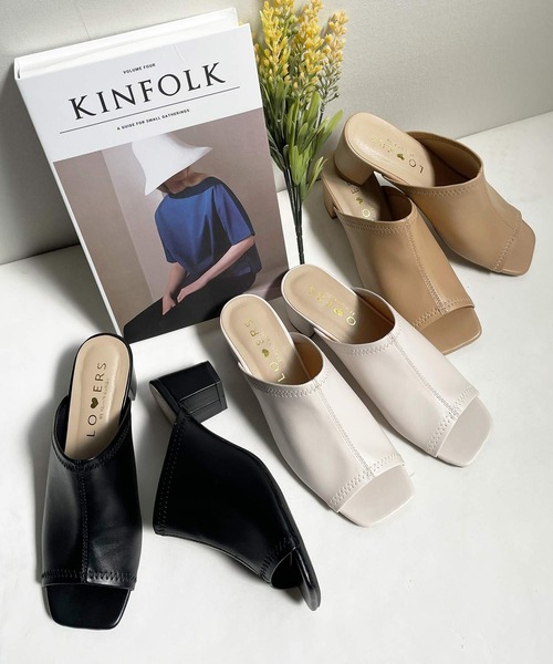 shopnikoniko（ショップニコニコ）の「ストレッチヒールサンダル（サンダル・レディース・ベージュ/ブラック/ホワイト・S/M/L/LL）」の5枚目の写真