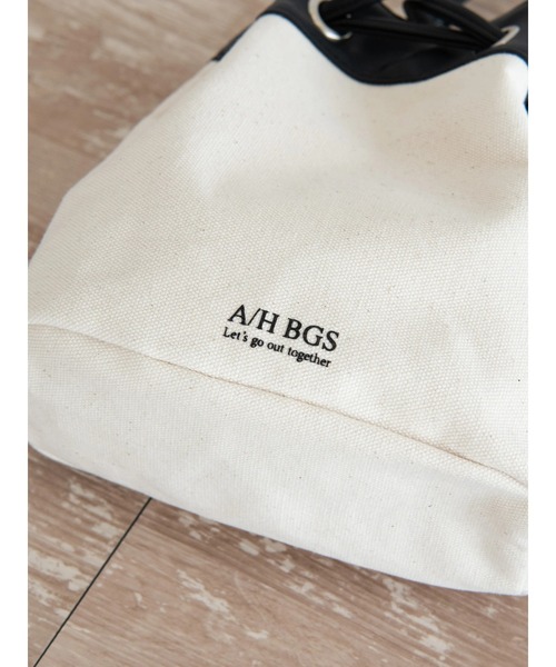 AMERICAN HOLIC（アメリカンホリック）の「キャンバス配色　巾着バッグ（ショルダーバッグ・レディース・ブラック/グリーン・FREE）」の10枚目の写真