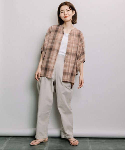 refinedworks（リファインドワークス）の「マドラス柄ドルマンBL（シャツ/ブラウス・レディース・ブラック/オレンジ/オートミール・FREE）」の22枚目の写真