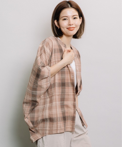 refinedworks（リファインドワークス）の「マドラス柄ドルマンBL（シャツ/ブラウス・レディース・ブラック/オレンジ/オートミール・FREE）」の19枚目の写真