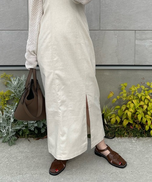 y/m by misato(イムバイミサト)の「リネンライクキャミワンピース(ワンピース・レディース・アイボリー/ブラック/キャメル・FREE)」の5枚目の写真