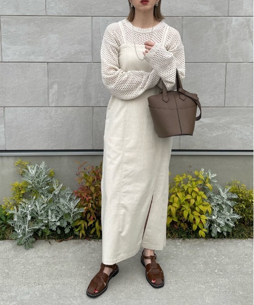 y/m by misato(イムバイミサト)の「リネンライクキャミワンピース(ワンピース・レディース・アイボリー/ブラック/キャメル・FREE)」の9枚目の写真