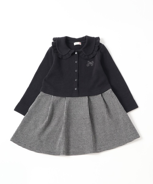 KP（ケーピー）の「丸襟ダブルフェイス切り替えギンガムチェックワンピース(100～130cm)（ワンピース・キッズ・ブラック/オフホワイト・100cm/110cm/120cm/130cm）」の12枚目の写真