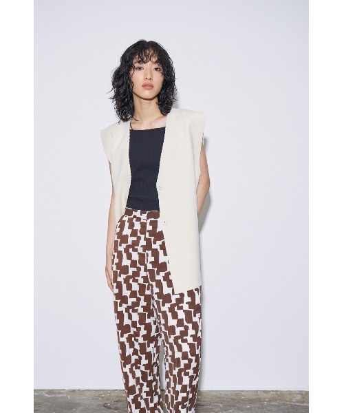 4youstory（フォーユーストーリー）の「【4youstory】幾何学プリントパンツ（スラックス・レディース・ブラック/ブラウン・FREE）」の8枚目の写真