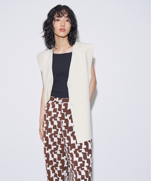 4youstory（フォーユーストーリー）の「【4youstory】幾何学プリントパンツ（スラックス・レディース・ブラック/ブラウン・FREE）」の14枚目の写真