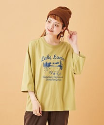 CUBE SUGAR（キューブシュガー）の「グラフィックプリントクルーネックビッグTシャツ（Tシャツ/カットソー）」
