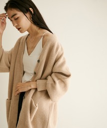 フォックスウール片畦ニットカーディガン