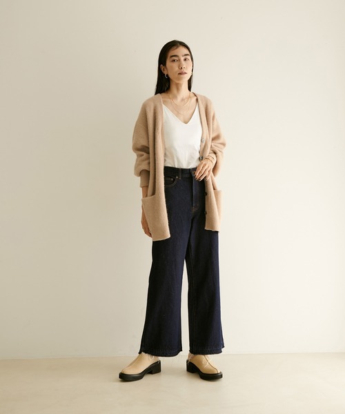 SALON adam et rope'（サロン アダム エ ロペ）の「フォックスウール片畦ニットカーディガン（カーディガン/ボレロ・レディース・ライトグレー/ベージュ/ネイビー/ピンク・FREE）」の18枚目の写真