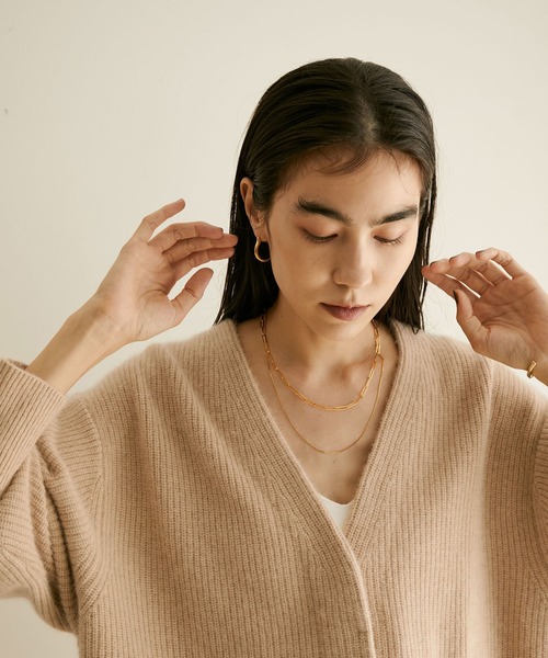 SALON adam et rope'（サロン アダム エ ロペ）の「フォックスウール片畦ニットカーディガン（カーディガン/ボレロ・レディース・ライトグレー/ベージュ/ネイビー/ピンク・FREE）」の8枚目の写真