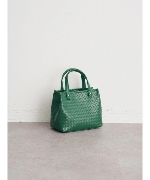 earth music&ecology（アースミュージックアンドエコロジー）の「イントレチャート型押しミニバッグ（トートバッグ・レディース・ホワイト/グリーン/イエロー・FREE）」の7枚目の写真