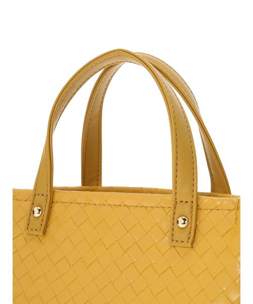 earth music&ecology（アースミュージックアンドエコロジー）の「イントレチャート型押しミニバッグ（トートバッグ・レディース・ホワイト/グリーン/イエロー・FREE）」の4枚目の写真